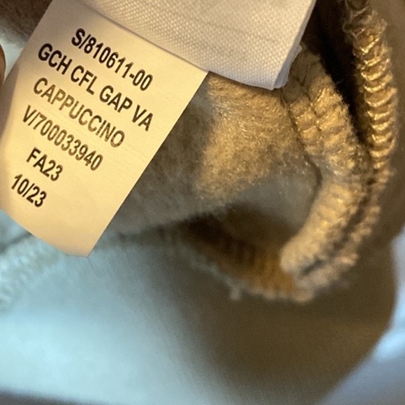 GAP Varsity Jacket Women’s XXS Tan Brown Bear Logo Snap Up Cozy Y2K Sweatshirt - Picture 9 of 13